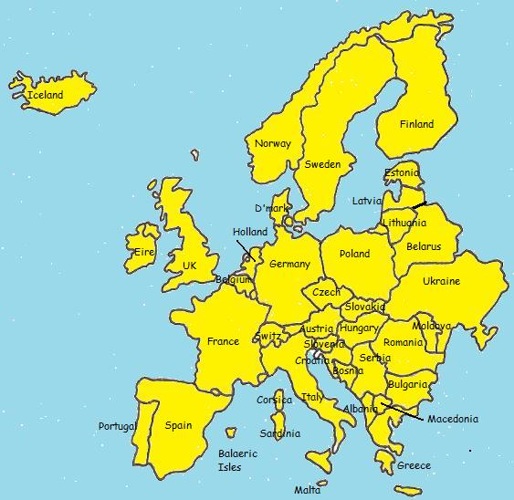 Map Of Europe Countries. Country map pin powerpoint